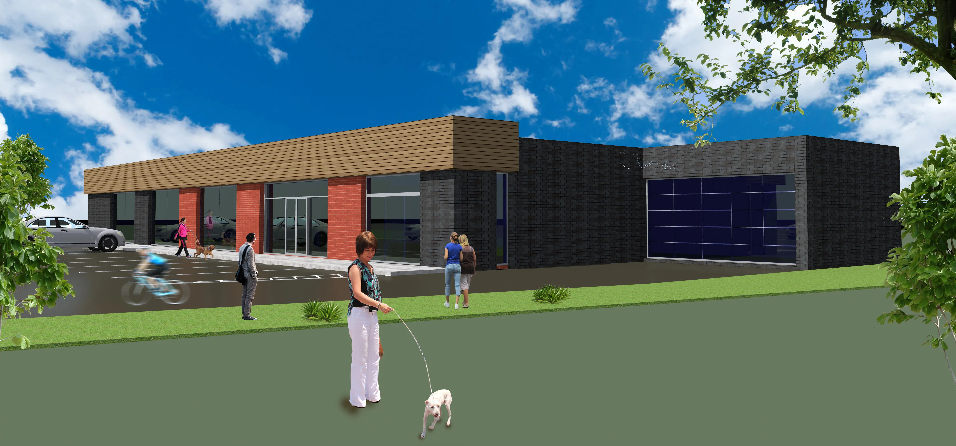Rendering of the built-to-suit retail building on the A30
