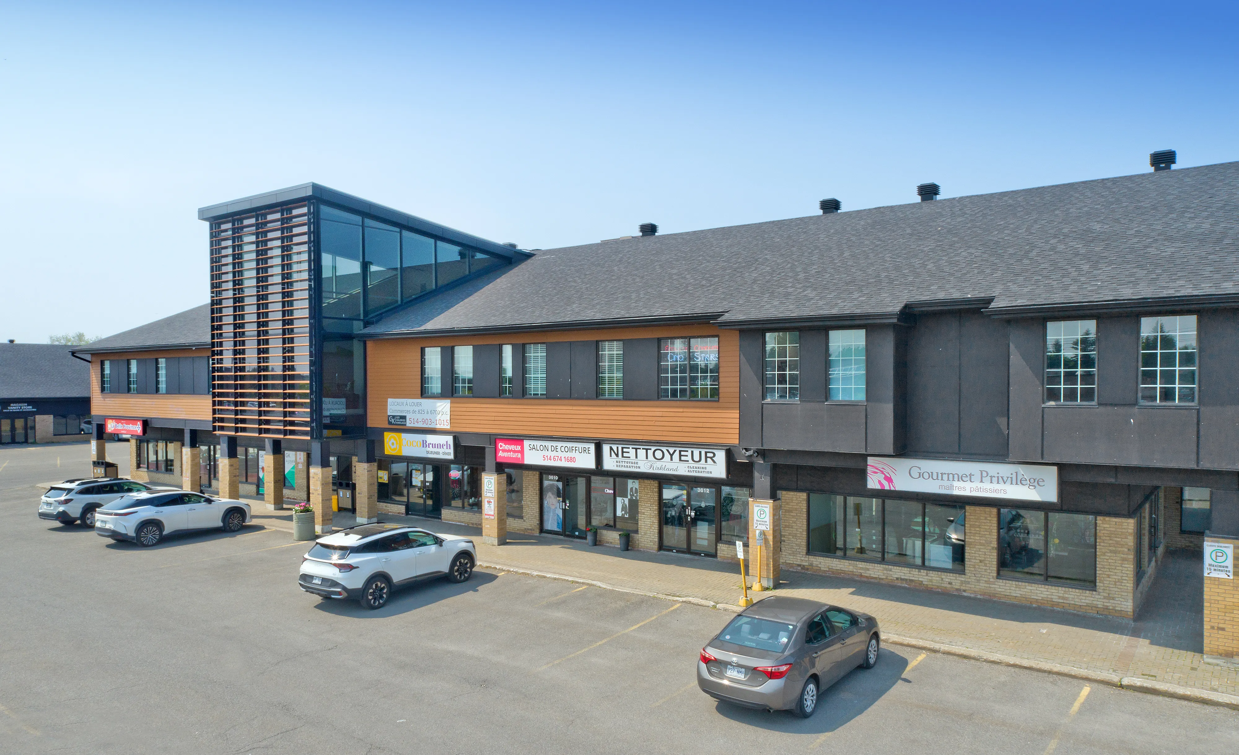 Storefronts along the main retail run