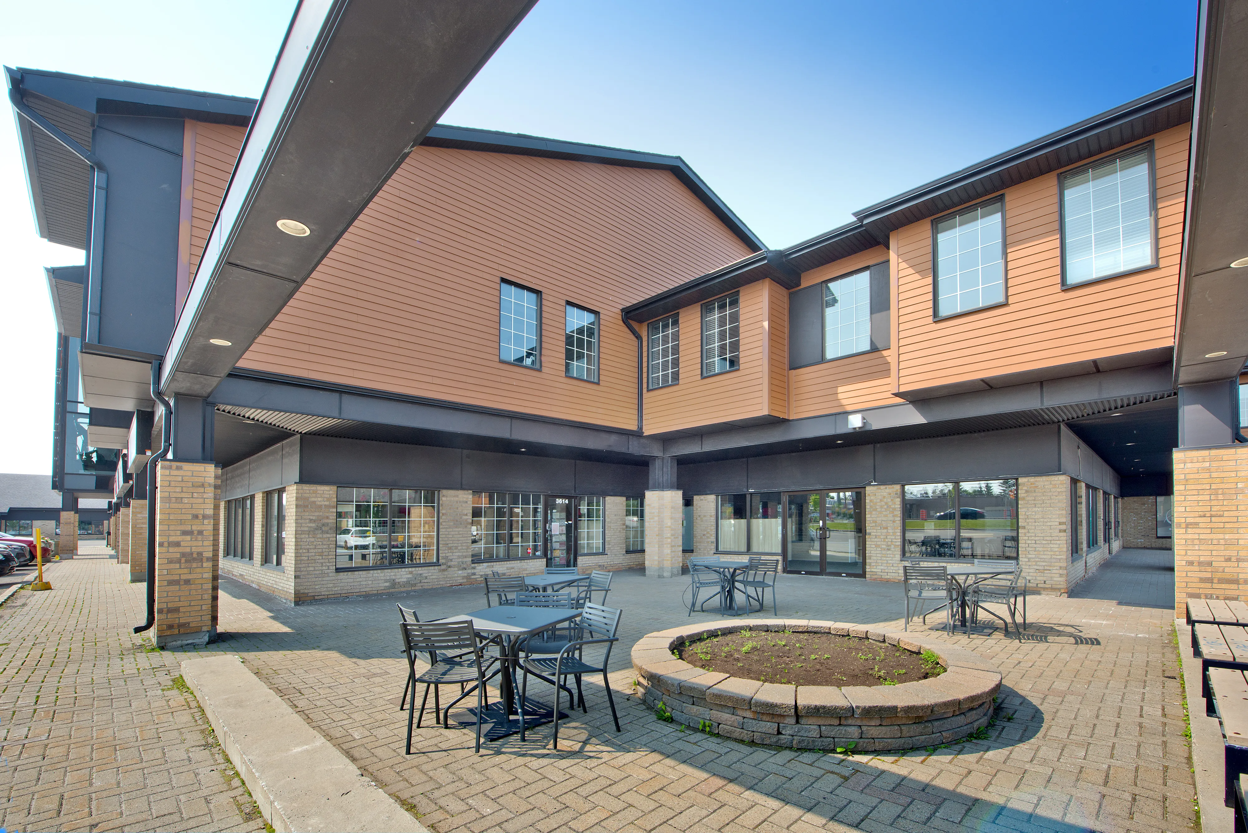 Landscaped courtyard with seating