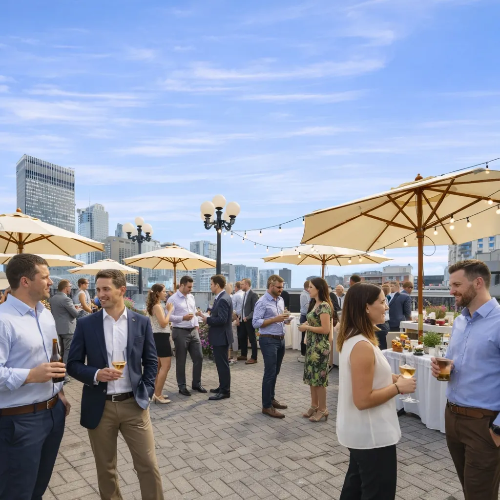 Rooftop terrace overlooking downtown