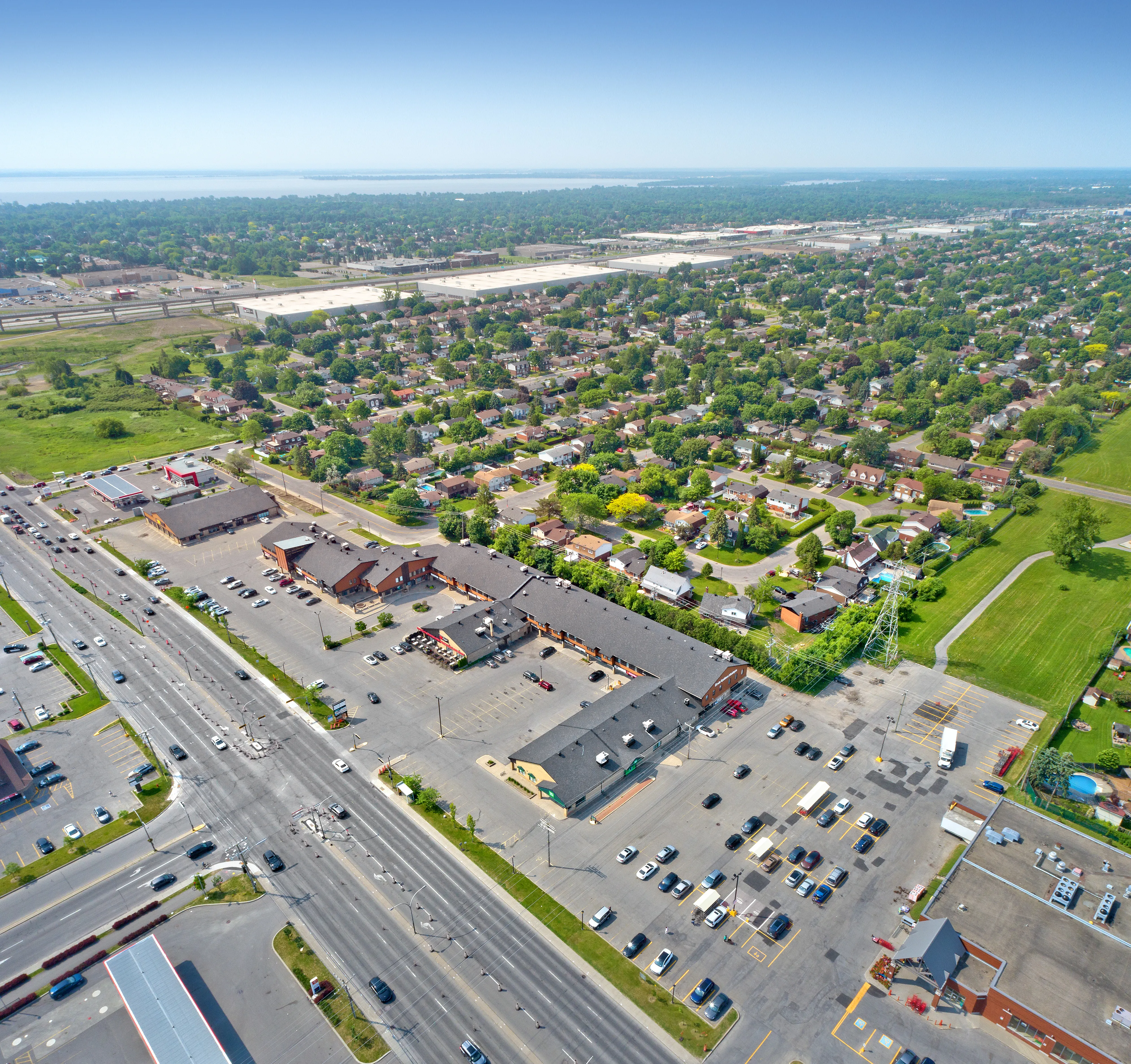Aerial view of Les Galeries Kirkland and the surrounding West Island
